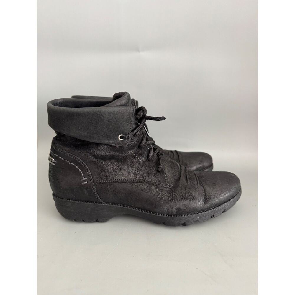 MERRELL Black Lace up Leather Ankle Bootie “Vera” Size 8 Boots, Hiking, Comfort